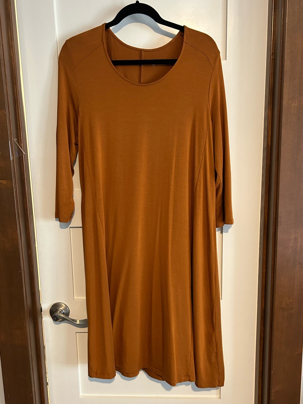 GARNET HILL burnt orange jersey knit midi dress Size Large